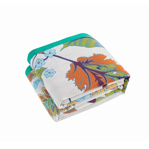 XIBLC Summer Throw Blanket, 90"x98" Reversible Bohemian Flower Blanket, 100% Cotton Muslin Breathable Woven, Farmhouse Decorative Throw Blanket - color: Colorful Vine, size: 90x98 Inch