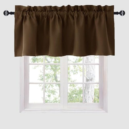 Hiasan Brown Valance Curtains for Window 42 x 18 Inches 1 Panel - color: Brown, size: 42"W x 18"L (Pack of 1)