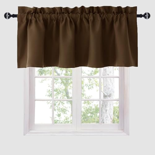Hiasan Brown Valance Curtains for Window 42 x 18 Inches 1 Panel - color: Brown, size: 42"W x 18"L (Pack of 1)