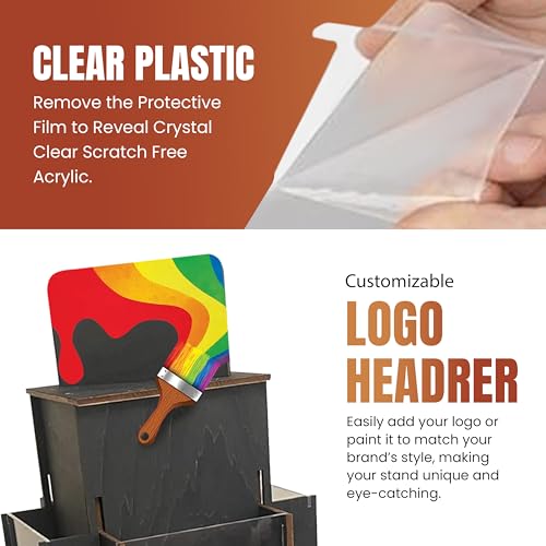 Rotating Greeting Card Display Stand, 3 Tier Wooden Organizer, 4-Sided Display Rack 360 Degree Spinning Multi-Pocket Display for Coasters, Stickers, Retail, Showcase, Tradeshow (Ebony) - color: Ebony