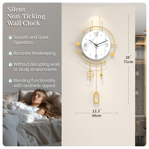 Wall Clocks for Living Room Decor Modern Silent Analog Wall Clock - style: Art Deco