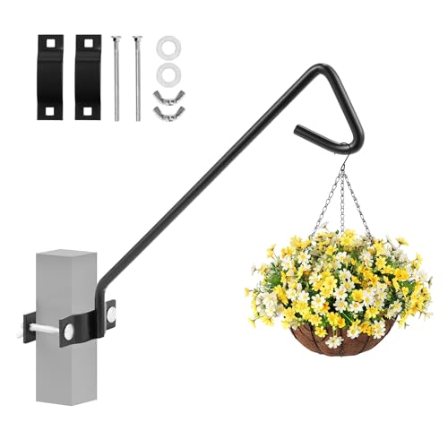 MIXXIDEA 11 Inch Long Fence Deck Hook Rail Hanging Mounting Kit Heavy Duty Bird Feeder Hook Decorative Hanger for Bird Feeders Planters Suet Baskets Lanterns on Balcony Porch Railing Fence - size: 11in Long Fence Hook-1 Pack