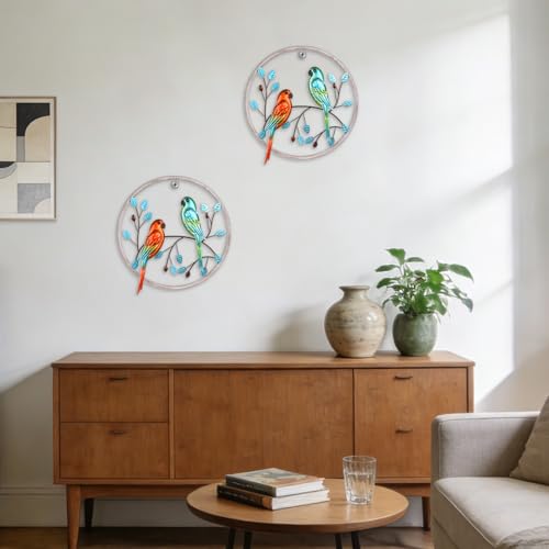 Newinhome 2 Pieces Metal Parrot Wall Art Bird Decor - color: 2 Pcs parrots