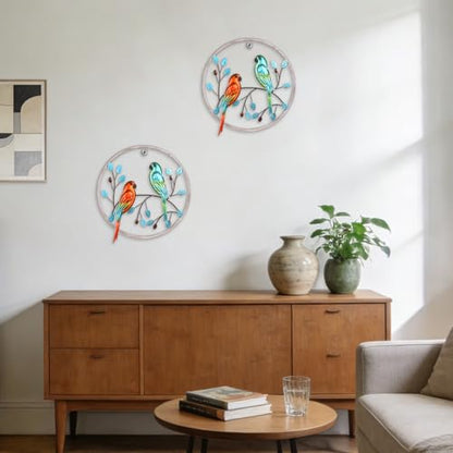 Newinhome 2 Pieces Metal Parrot Wall Art Bird Decor - color: 2 Pcs parrots