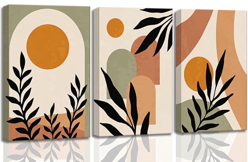 LAJDXSX 3 Pcs Mid Century Modern Boho Sun Canvas Wall Art - color: Boho Sun, size: 12x16in-Canvas