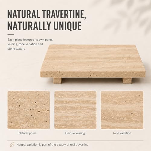 Travertine Vanity Riser for Soap & Perfume 9.84 in - color: Beige Travertine-9.84 in