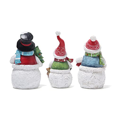 Hodao 3 PCS Christmas Snowman Family Decoration, Xmas Snowman Figurines - color: White-3