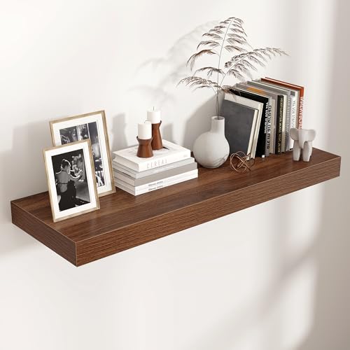 36 Inch Floating Shelves for Wall, 12"D Wood Storage Shelves, Walnut Finish - color: Walnut, size: 36 Inch