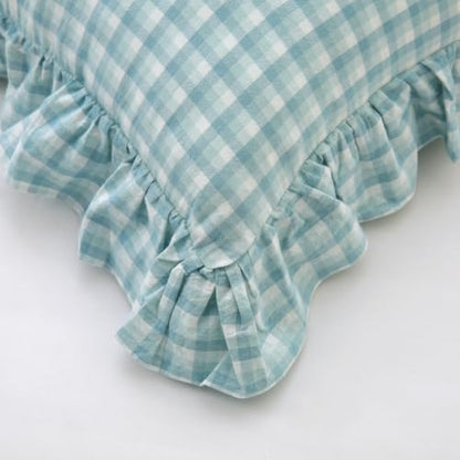 Mywinlle Dusty Blue Plaid Throw Pillow Shams, 18"x18", Set of 2 - color: Dusty Blue Gingham, size: 18" x 18" (Pack of 2)