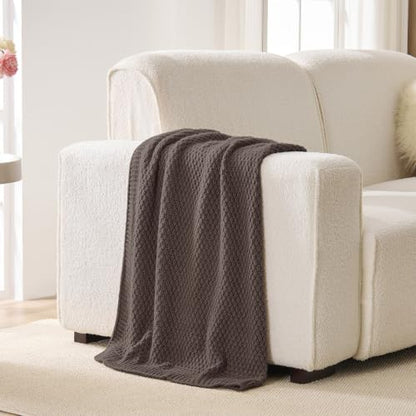 Taupe Brown Throw Blanket, Sweater-Soft Moss Knit, 60" x 80" - color: Moss-taupe Brown, size: 60"x80"