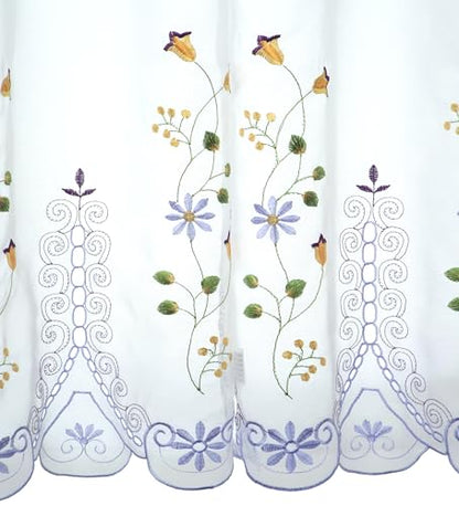 Today's Curtain, Samantha Embroidered Sheer Tier 24", White/Purple, 59" W x 24" L - color: White/Purple Multi, size: 59"W x 24"L (Pack of 1)