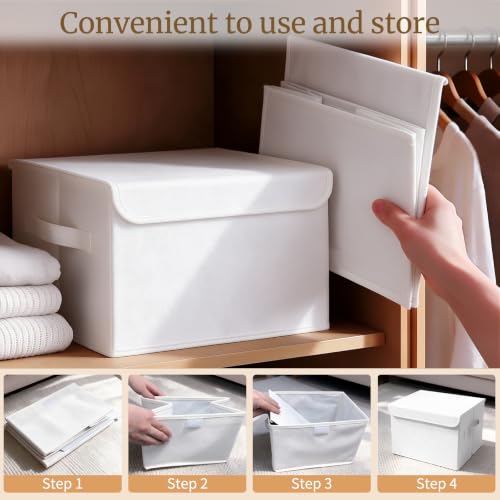 Storage Bin with Lid, Closet Boxes, 4 Pack, White, 10.2x7.9x6.7 In - color: White, size: Small（4 Pack）
