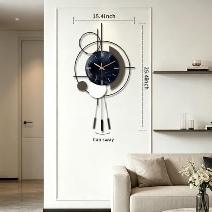 Wall Clock, Silent Quality Quartz Battery Operated with Pendulum, Large Wall Clock for Living Room Kitchen Home Bathroom Bedroom Wall Decor, 18.1x32.2inch(Black) - size: 18.1x32.2in