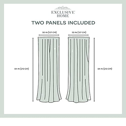 EXCLUSIVE HOME Darma Sheer Linen Rod Pocket Curtain Panel Pair, 50"x84", Indigo - color: Indigo, size: 50"W x 84"L (Pack of 2)