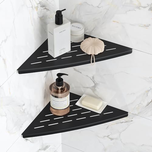 Qeke 2 Pack Corner Shower Shelf Black, 11.5" Recessed Tile Shower Shelf - color: Matte Black
