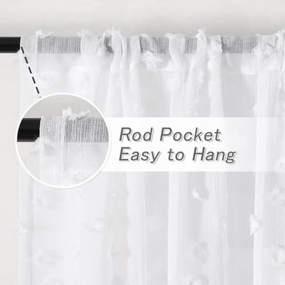 MYSKY HOME White Sheer Curtains 24 inch Length for Small Window,2 Panels - color: 1-white, size: 26"W x 24"L (Pack of 2)