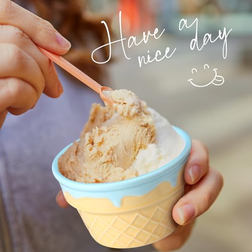 4 Pcs Ceramic Ice Cream Bowl 9 oz Porcelain Waffle Cone Cup, Colorful - color: Colorful