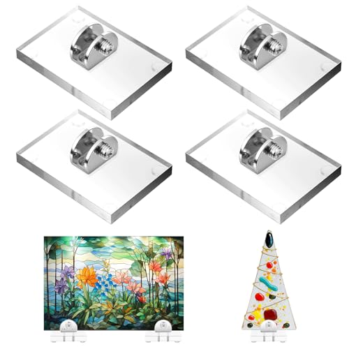 Kathfly 4 Pcs Mini Acrylic Adjustable Glass Art Stands Display Easel - color: Transparent, size: 7 x 5 x 1.5 cm
