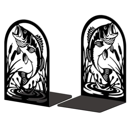 Peacoblue 5.3"x4.3"x7.9" Metal Bookends, Heavy Duty Book Ends for Shelves - style: Fish