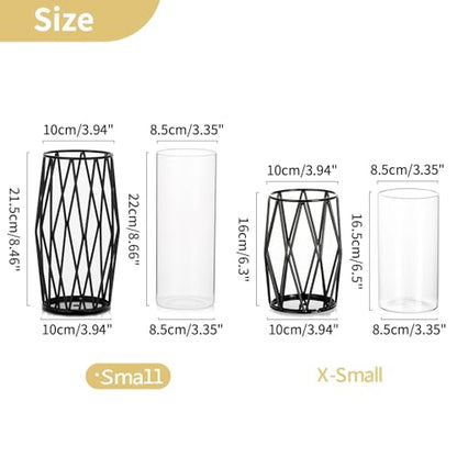 NUPTIO Black Geometric Hurricane Glass Candle Holder, 1 Piece - color: Black, size: Small