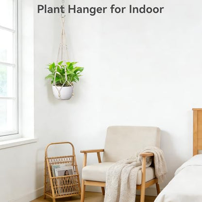 USLAI Macrame Plant Hanger, for Up to 15 Inch Pots, 35 Inch, Ivory, 2 Pack - color: 35+35 Inch - Ivory