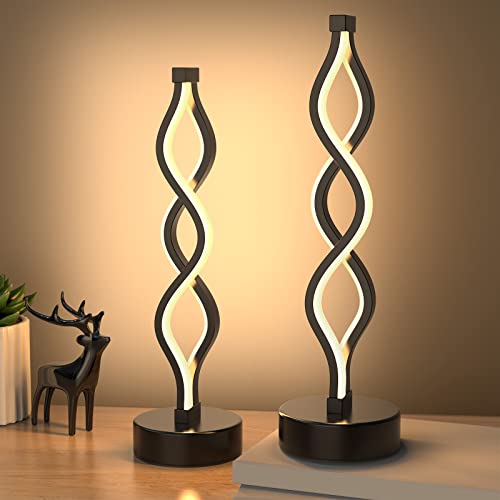 NUÜR Bedside Lamps Set of 2, Black Lamps for Living Room, Dimmable LED Nightstand Lamp, Small Nightstand Lamp for Bedroom, Home, Living Room, Office - color: Black 2 Pack