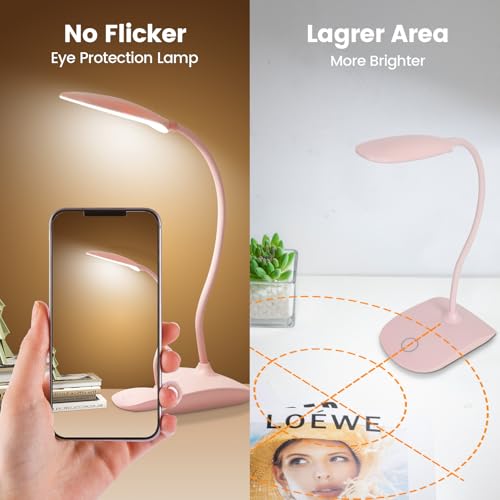 Portable Battery Powered Desk Lamp Small Rechargeable LED Table Light - color: Pink(2PACK)