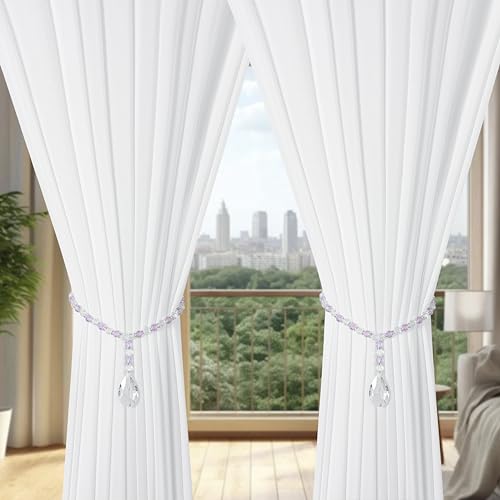 SUQ I OME Luxury Crystal Beaded Magnetic Curtain Tieback, Purple - color: Purple