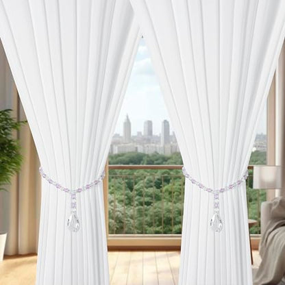 SUQ I OME Luxury Crystal Beaded Magnetic Curtain Tieback, Purple - color: Purple