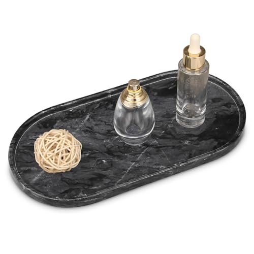 Oval Marble Bathroom Vanity Tray, Dark Grey, 12" x 6" x 0.8" - color: Dark Grey, size: 5.9" x 0.7" x 11.8"