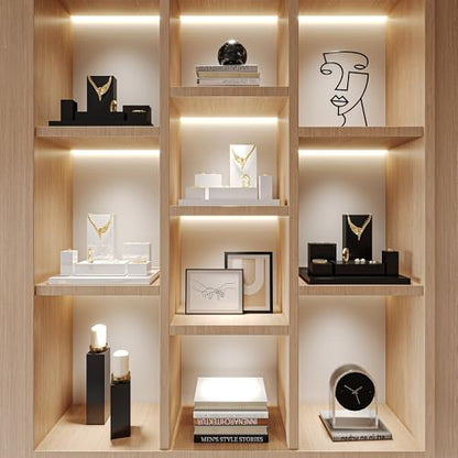Oirlv Solid Wood Minimalism Style Jewelry Display Stand Showcase Jewelry Organizer Square Holder(SM05203) - color: SM05203