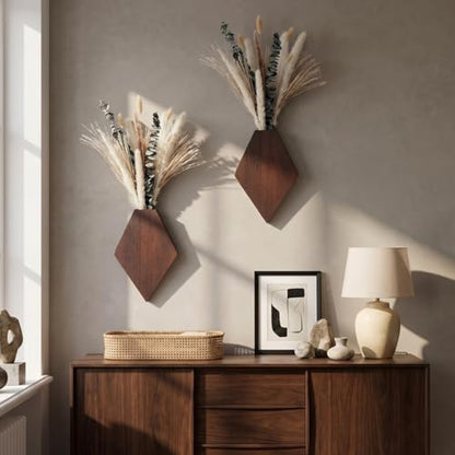 2 Pcs Wooden Wall Planters, Brown, Natural Style - color: Brown, style: Natural Style