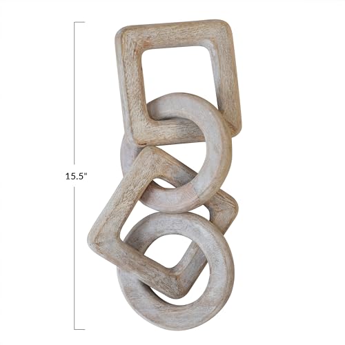 Creative Co-Op Mango Wood Chain Decor, Whitewashed