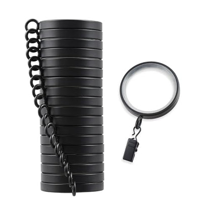 Cambria Designer 2" Satin Black Quiet Glide Curtain Rings 18 Pack - color: Satin Black, size: Large 2 in