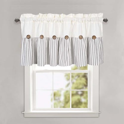 DOSLY IDÉES Rustic Farmhouse Valance, Gray Striped, 52x18in - color: Beige & Gray Striped, size: 52"W x 18"L (Pack of 1)