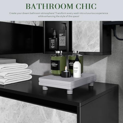 EOSAHR Wood Riser: Farmhouse Display Stand for Kitchen Counter, Gray - color: Gray