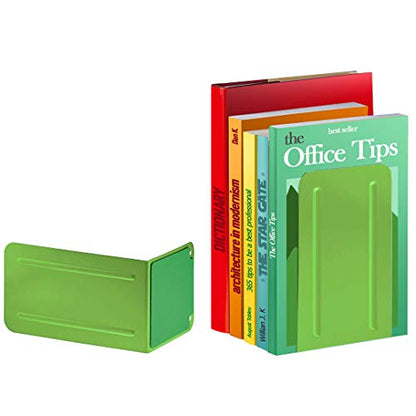 Acrimet Bookends for Shelves, Non-Skid Book Holder, Heavy Duty Book Stopper, Steel Metal Book Ends Storage for Home, Library, 6 7/8" H x 4" W x 4 1/2" D (Green Citrus) (1 Pair / 2 Pieces) - color: Green Citrus