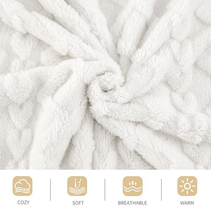 Aganear Fleece Throw Blanket for Bed Couch 90"x108" White - color: White, size: King(108×90in)