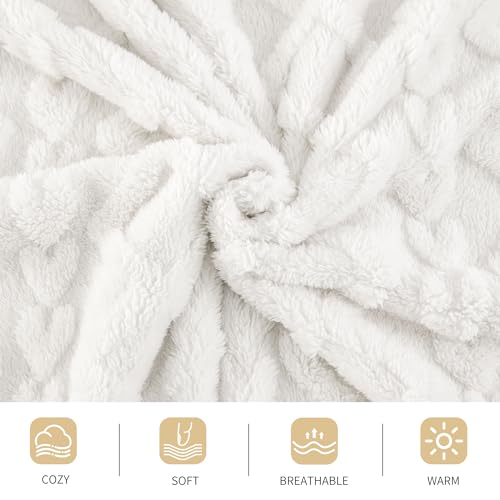 Aganear Fleece Throw Blanket for Couch Sofar 50"x60" White - color: White, size: Throw(50×60in)