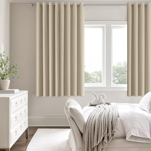 ChrisDowa Natural Blackout Curtains 63 Inches Long 2 Panels for Bedroom - color: Natural Linen, size: 52"W x 63"L (Pack of 2)