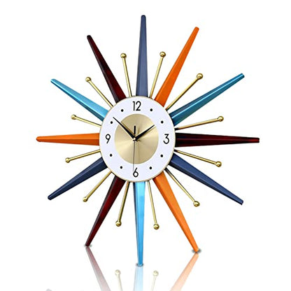FIELDY Large Wall Clock 27.5 Inch Mid Century Wall Clocks Starburst Clock Non Ticking Battery Operated 3D Wall Clocks Home Décor for Living Room, Kitchen, Dining Room, Bedroom - size: Medium