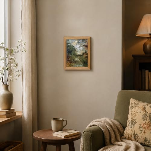 Framed Abstract Wall Art Green Landscape Canvas Print - color: painting, size: 10"L x 8"W