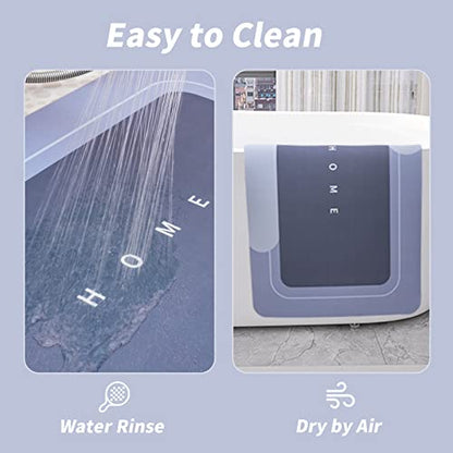 Housego Absorbent Bath Mat, Quick Dry Bath Rug, Non-Slip, 3PCS, Blue - color: Blue, size: 3 Pieces