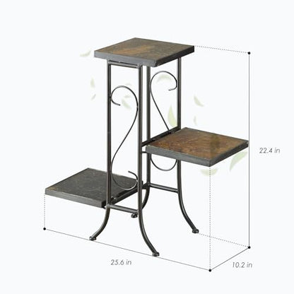 Zhongma 3 Tier Plant Stand with Slate Top without Installation Required. 25.6" W x 10.2" D x 22.4" H