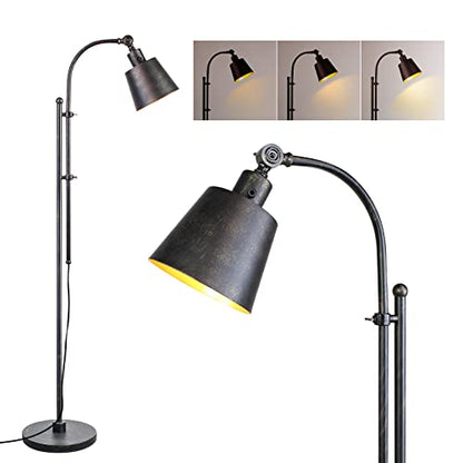 LALISU Industrial Floor Lamps Rustic Farmhouse Floor Lamps for Living Rooms - color: Rustic Black