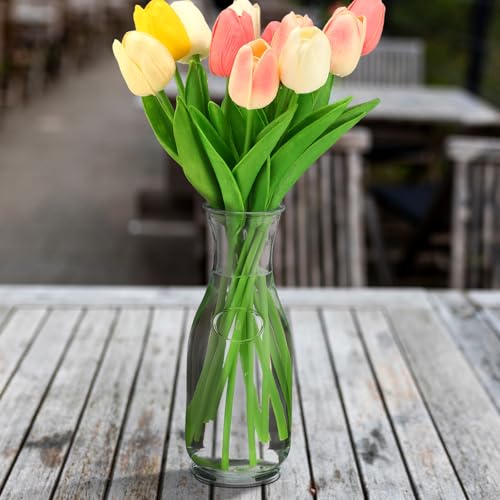 6 Pcs Milk Bottle Flower Vases 8" Glass Vintage Bottles,Clear