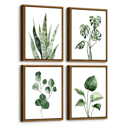 VIYYIEA Sage Green Botanical Wall Art Set of 4, Watercolor Painting, 8 x 10 - color: Greenery Collection, size: 10"L x 8"W