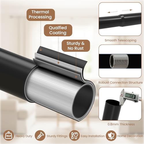 1" Farmhouse Heavy Duty Curtain Rods for Windows,Adjust 18-45",Black - color: Matte Black, size: 18-45 Inch & 1 Pack