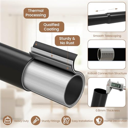1" Farmhouse Heavy Duty Curtain Rods for Windows,Adjust 18-45",Black - color: Matte Black, size: 18-45 Inch & 1 Pack