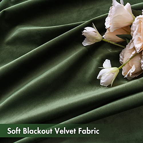 MIULEE Olive Green Blackout Velvet Curtains Drapes 63 Inch Long 52"x63" - color: Olive Green, size: 52"W x 63"L (Pack of 2)